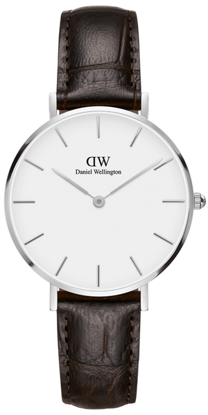 Daniel Wellington Classic Petite Reading White Dial Black Leather Strap Watch For Women - DW00100241