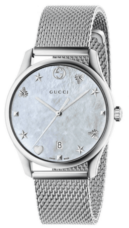 Gucci G-Timeless Mother of Pearl Dial Silver Mesh Bracelet Watch For Women - YA1264040