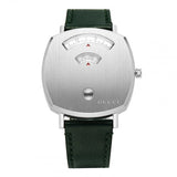 Gucci Grip Quartz Silver Dial Green Leather Strap Unisex Watch - YA157406