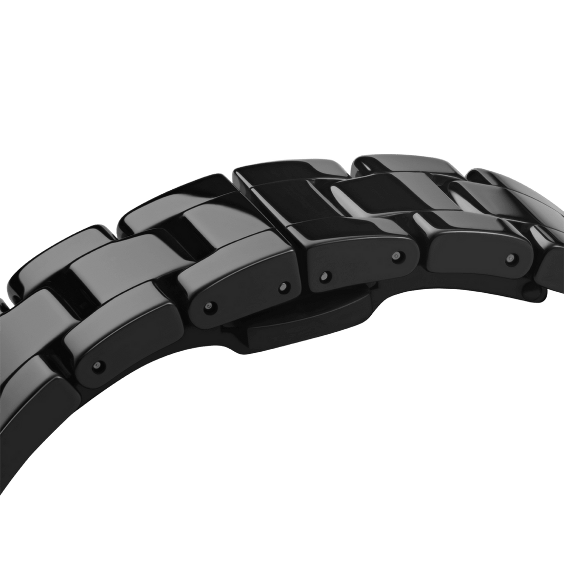 Daniel Wellington Iconic Link Ceramic Black Dial Black Steel Strap Watch For Women - DW00100414