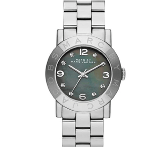 Marc Jacobs Amy Analog Mother of Pearl Grey Dial Silver Steel Strap Watch for Women - MBM8608