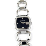 Gucci G Diamonds Black Dial Silver Steel Strap Watch For Women - YA125509