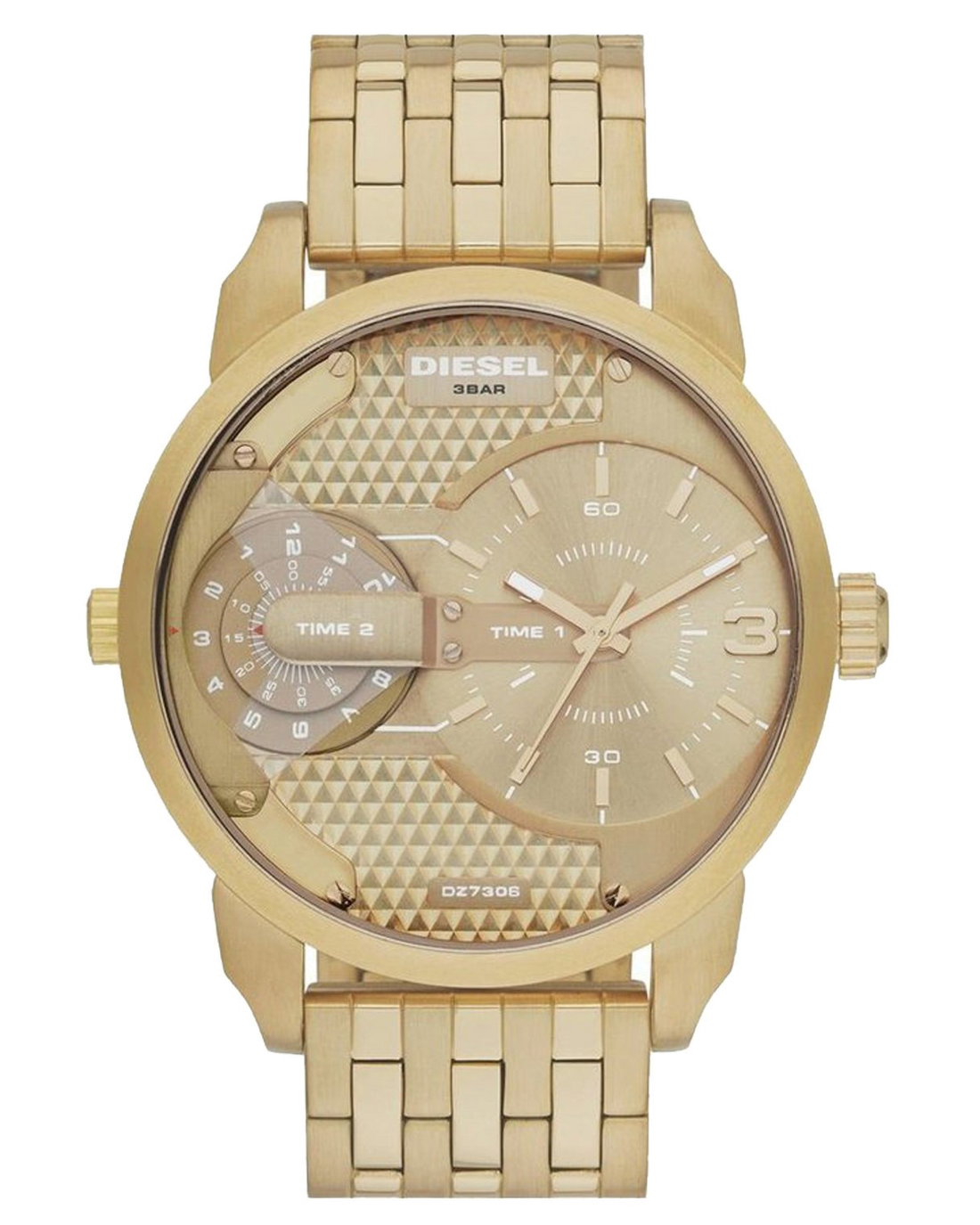 Diesel Mini Daddy Gold Dial Gold Steel Strap Watch For Men - DZ7306