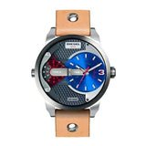 Diesel Mini Daddy Blue & Black Dial Brown Leather Strap Watch For Men - DZ7308