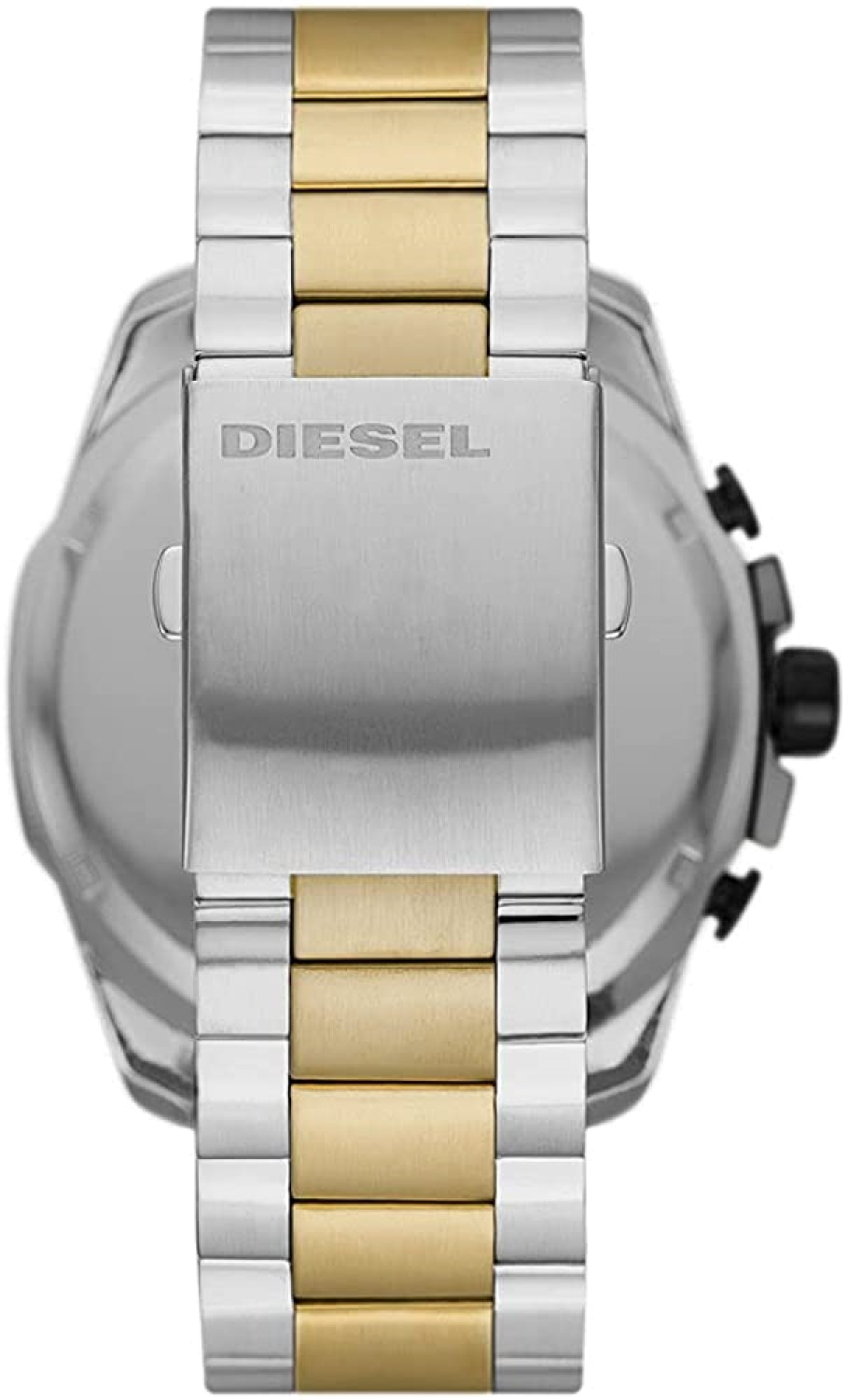 Diesel Mega Chief Chronograph Black Dial Two Tone Steel Strap Watch For Men - DZ4581