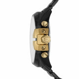 Diesel Mega Chief Chronograph Gold Dial Black Steel Strap Watch For Men - DZ4485