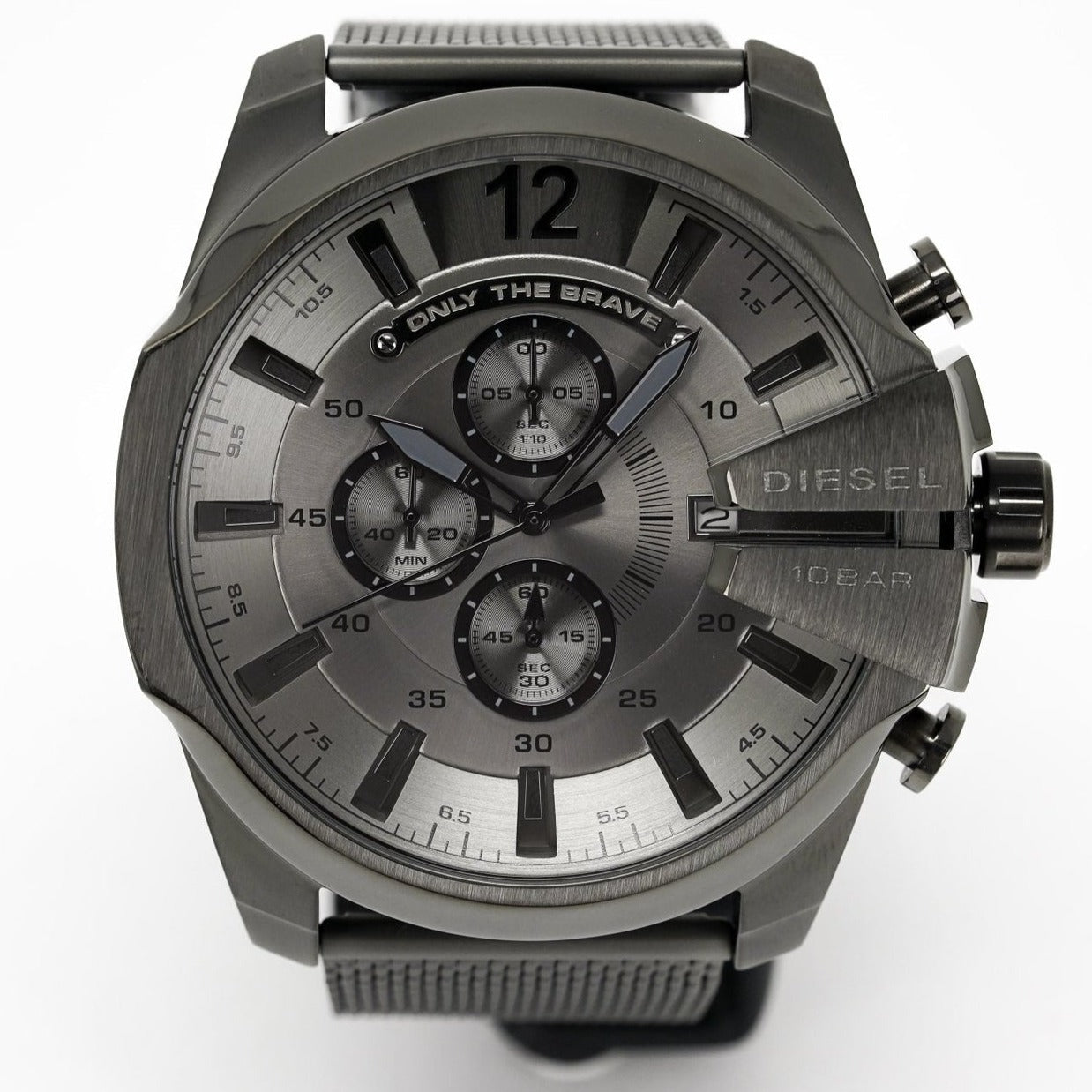 Diesel Mega Chief Chronograph Black Dial Black Mesh Strap Watch For Men - DZ4527