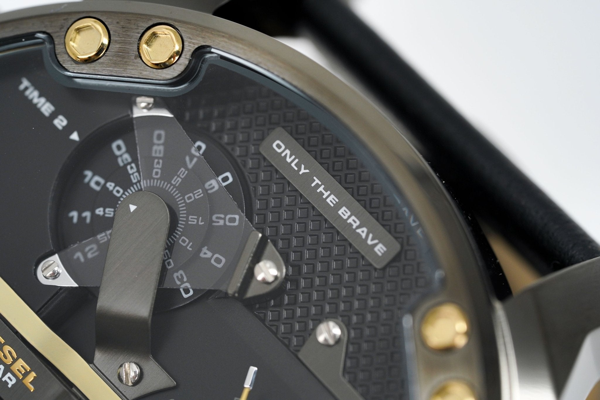 Diesel Mr Daddy 2.0 Chronograph Black Dial Black Leather Strap Watch For Men - DZ7348