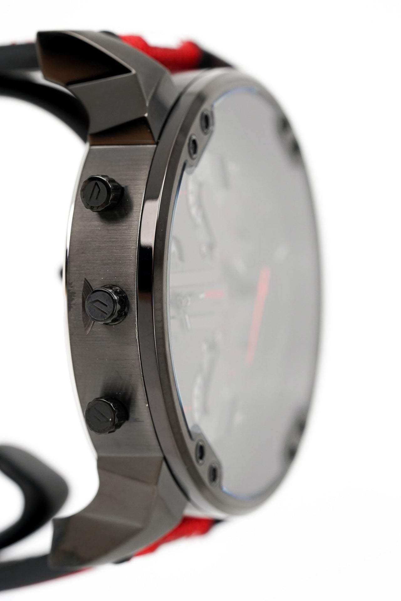 Diesel Mr Daddy 2.0 Chronograph Grey Dial Red Rubber Strap Watch For Men - DZ7423