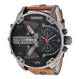 Diesel Mr Daddy 2.0 Chronograph Black Dial Brown Leather Strap Watch For Men - DZ7332