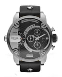 Diesel Little Daddy Black Dial Black Leather Strap Watch For Men - DZ7256