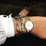 Calvin Klein Snake Silver Dial Yellow Gold Steel Strap Watch For Women - K6E23546