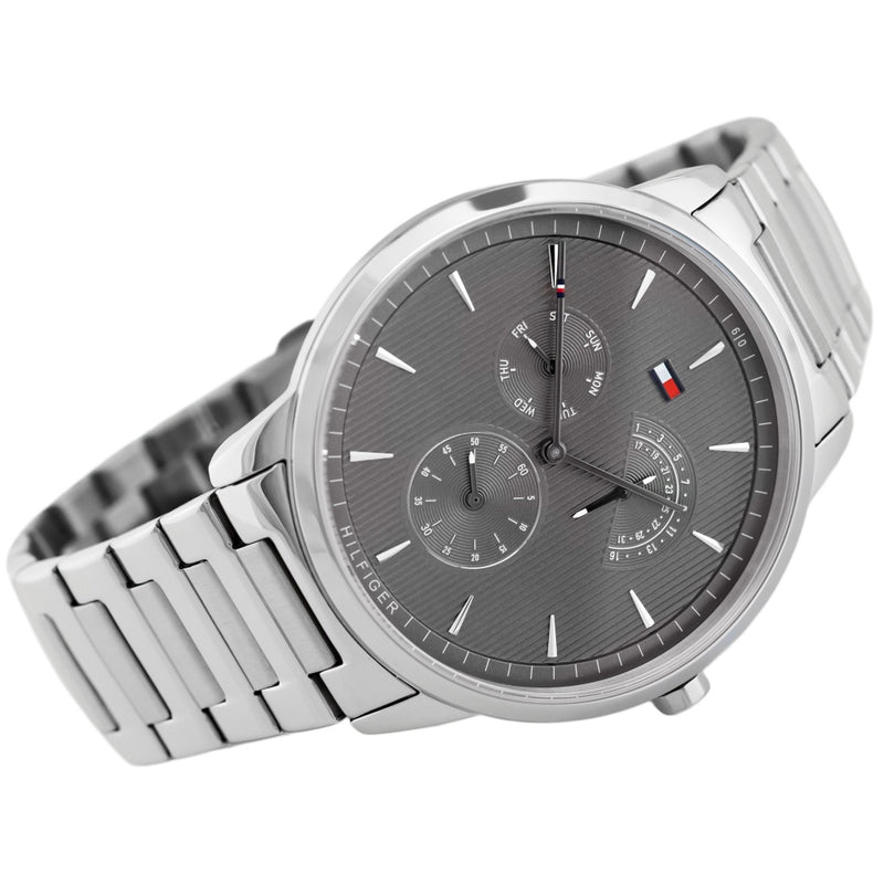 Tommy Hilfiger Brad Chronograph Quartz Grey Dial Silver Steel Strap Watch For Men - 1710385