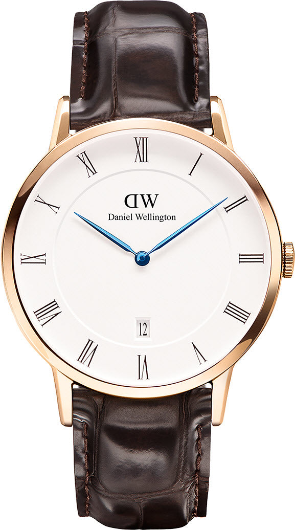 Daniel Wellington Dapper York White Dial Brown Leather Strap Watch For Men - DW00100085