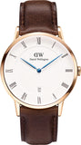 Daniel Wellington Dapper York White Dial Brown Leather Strap Watch For Men - DW00100085
