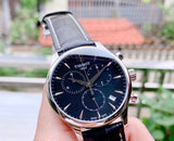 Tissot Tradition Chronograph Black Dial Black Leather Strap Watch For Men - T0636171605700