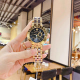 Versace V-Race Quartz Black Dial Gold Steel Strap Watch For Men - VEBV00519