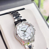 Bulova Crystal Silver Dial Silver Steel Strap Watch for Women - 96L226