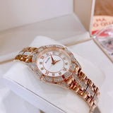 Bulova Crystal Mother of Pearl Dial Rose Gold Steel Strap Watch for Women - 98L197