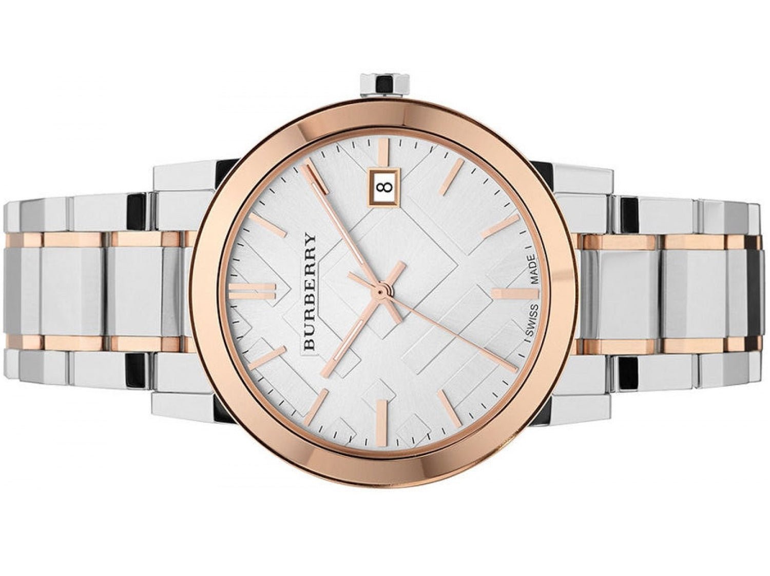 Burberry The City White Dial Two Tone Steel Strap Watch for Women - BU9006