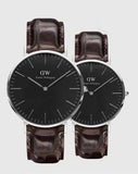 Daniel Wellington Classic York Black Dial Brown Leather Strap Watch For Men - DW00100134