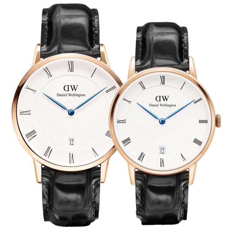 Daniel Wellington Dapper Reading White Dial Black Leather Strap Watch For Men - DW00100107
