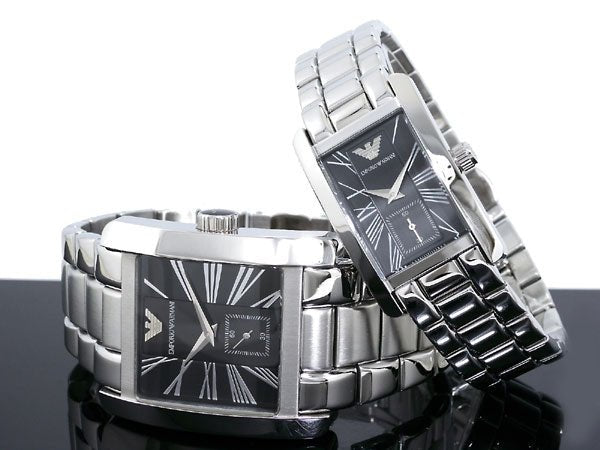 Emporio Armani Classic Black Dial Silver Stainless Steel Strap Watch For Men - AR0156