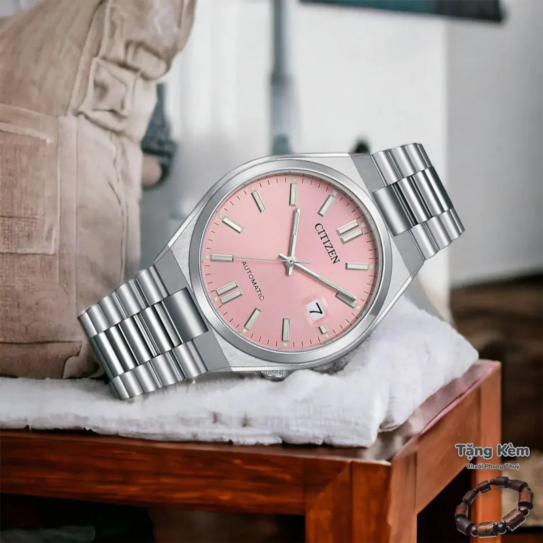 Citizen x Pantone Automatic Dreamy Pink Dial Silver Steel Strap Watch For Men - NJ0158-89X