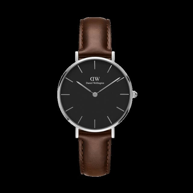 Daniel Wellington Classic Petite Bristol Black Dial Brown Leather Strap Watch For Women - DW00100177