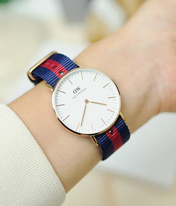 Daniel Wellington Classic Oxford White Dial Two Tone NATO Strap Watch For Women - DW00100029