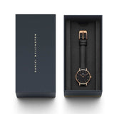 Daniel Wellington Petite Sheffield Black Dial Black Leather Strap Watch For Women - DW00100168