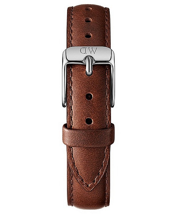 Daniel Wellington Classic Petite St Mawes Black Dial Brown Leather Strap Watch For Women - DW00100181