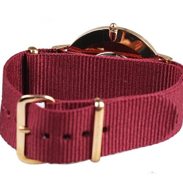 Daniel Wellington Classic Roselyn White Dial Maroon Nylon Strap Watch For Women - DW00100267