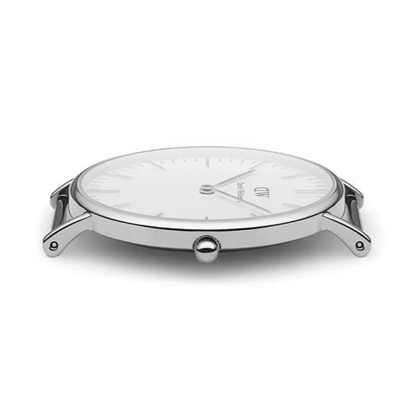 Daniel Wellington Classic Sheffield White Dial Black Leather Strap Watch For Women - DW00100053