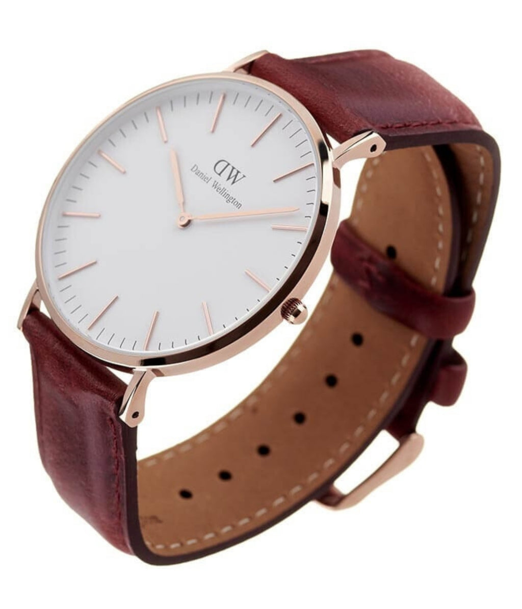 Daniel Wellington Classic Suffolk White Dial Brown Leather Strap Watch For Women - DW00100120