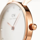 Daniel Wellington Classy St Mawes White Dial Brown Leather Strap Watch For Women - DW00100059