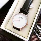Daniel Wellington Classic Sheffield White Dial Black Leather Strap Watch For Women - DW00100076