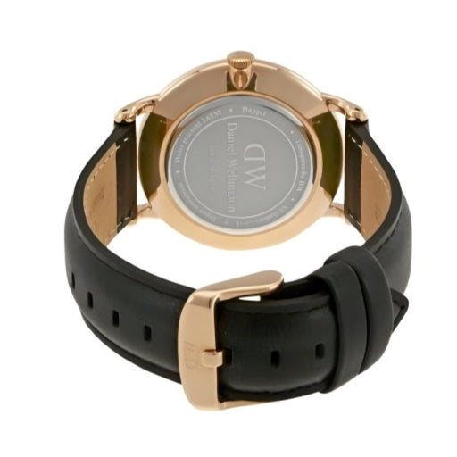 Daniel Wellington Classic Sheffield White Dial Black Leather Strap Watch For Men - DW00100084