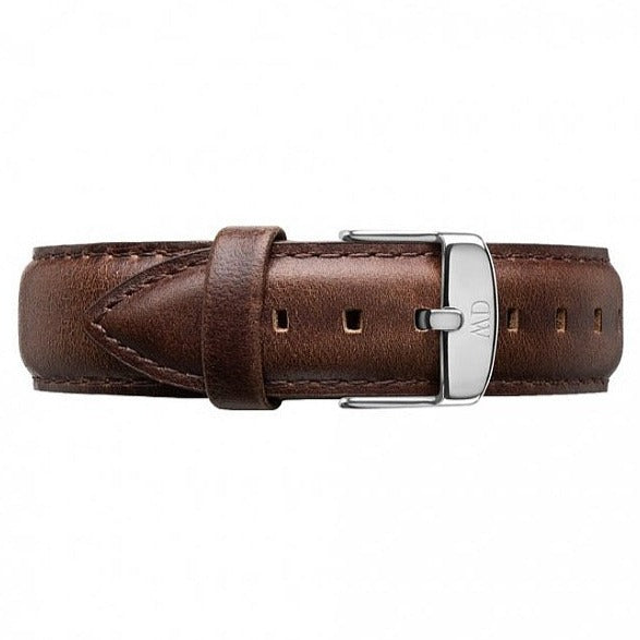 Daniel Wellington Dapper Bristol White Dial Brown Leather Strap Watch For Women - DW00100090