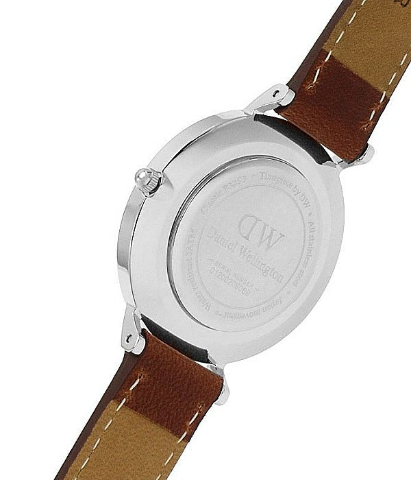 Daniel Wellington Classic Petite St Mawes White Dial Brown Leather Strap Watch For Women - DW00100187