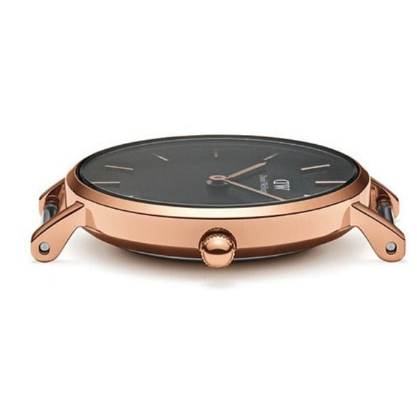 Daniel Wellington Classic Petite Bristol Black Dial Brown Leather Strap Watch For Women - DW00100221