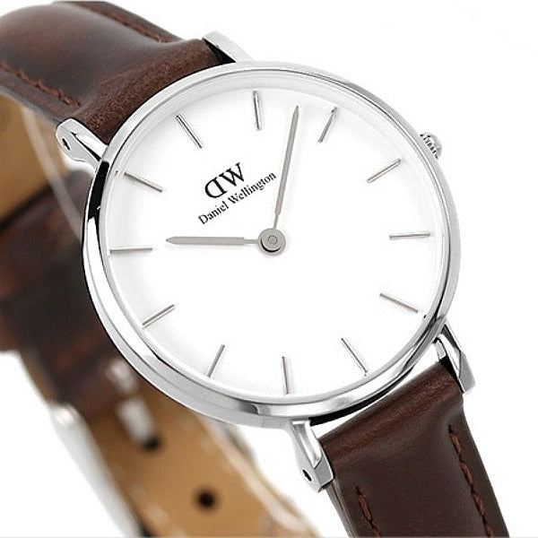 Daniel Wellington Classic Petite White Dial Brown Leather Strap Watch For Women - DW00100239