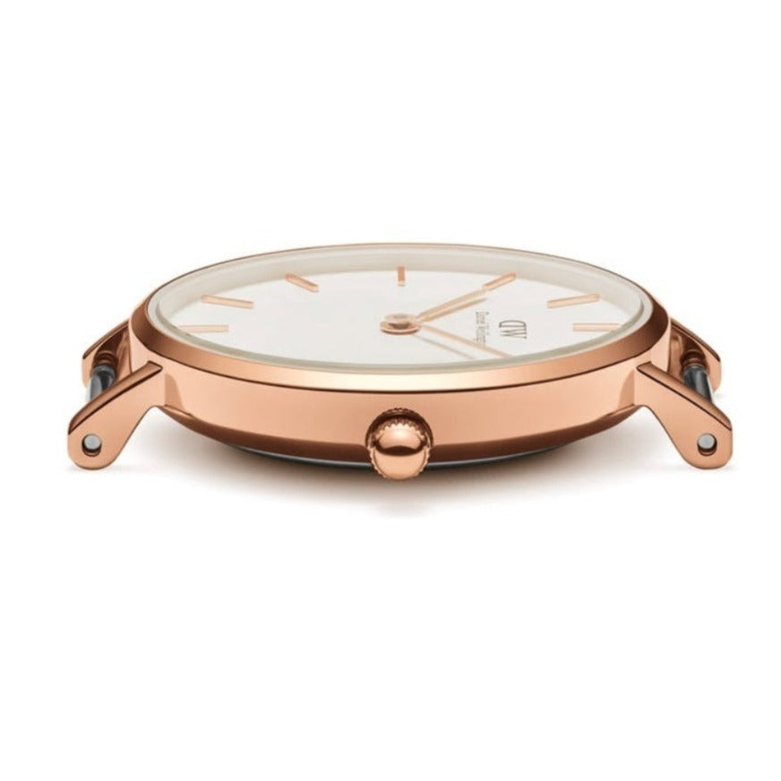 Daniel Wellington Classic Petite York White Dial Brown Leather Strap Watch For Women - DW00100232