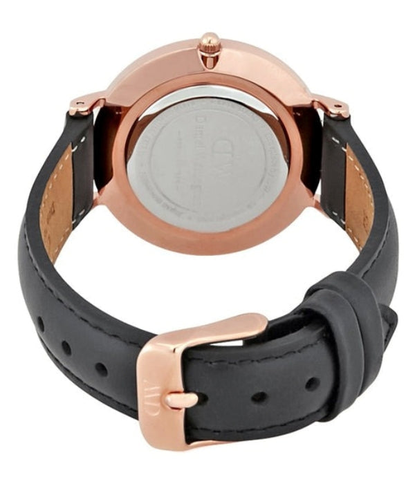Daniel Wellington Classic Petite Sheffield Black Dial Black Leather Strap Watch For Women - DW00100224