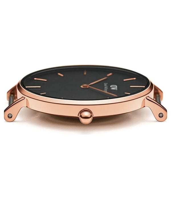 Daniel Wellington Classic Petite St Mawes Black Dial Brown Leather Strap Watch For Women - DW00100225