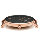 Daniel Wellington Classic Petite St Mawes Black Dial Brown Leather Strap Watch For Women - DW00100225