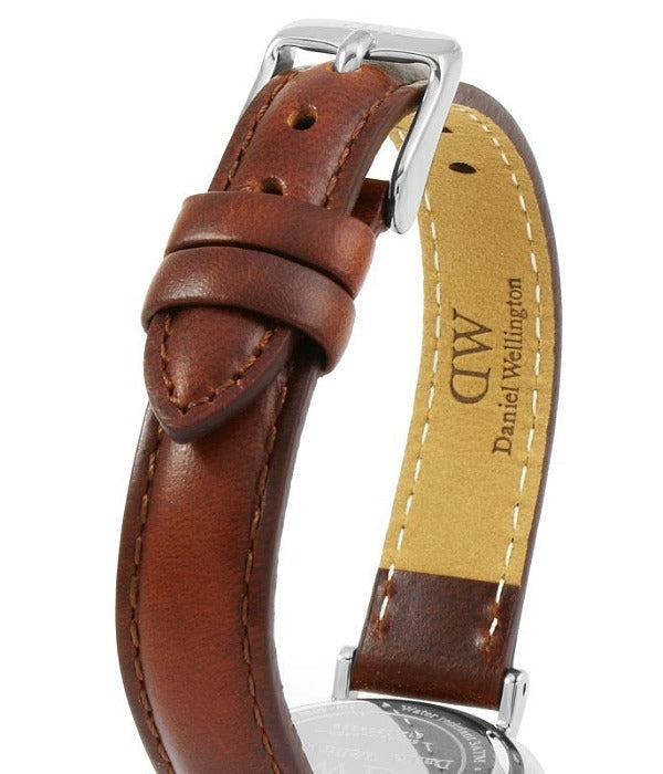 Daniel Wellington Classic Petite St Mawes Black Dial Brown Leather Strap Watch For Women - DW00100237