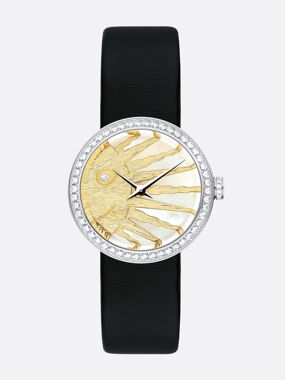 Dior La D De Dior Dior Rose Céleste Diamonds Mother of Pearl Dial Black Leather Strap Watch for Women - CD04711X1001 0000