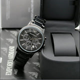 Emporio Armani Classic Chronograph Black Dial Black Stainless Steel Strap Watch For Men - AR2453