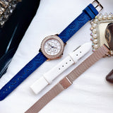 Guess Crown Jewel Diamonds White Dial Blue Rubber Strap Watch for Women - GW0411L2